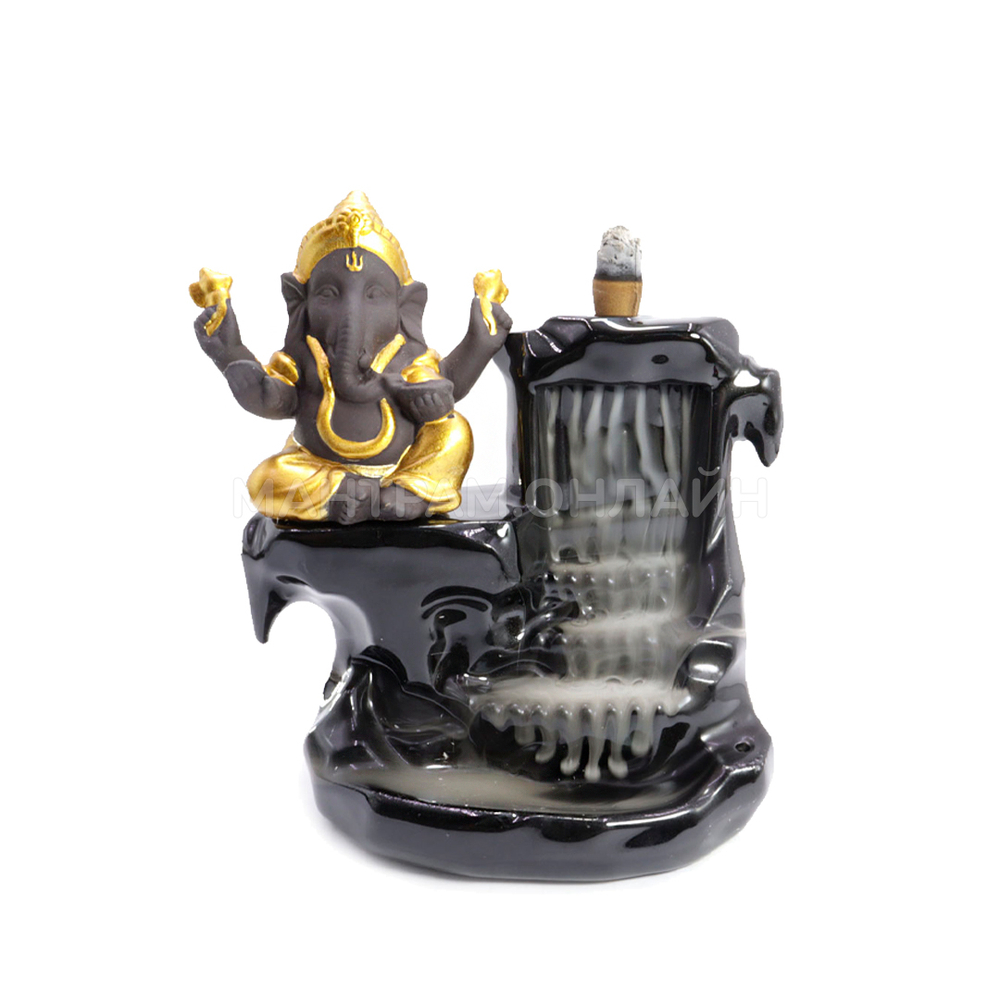 Подставка под стелющиеся благовония Ганеш символ процветания через мудрость 15 см