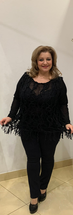 Черный комбинированный блузон-туника