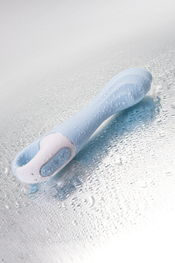 Нереалистичный вибратор Satisfyer Air Pump Vibrator 5, силикон, голубой,  см.