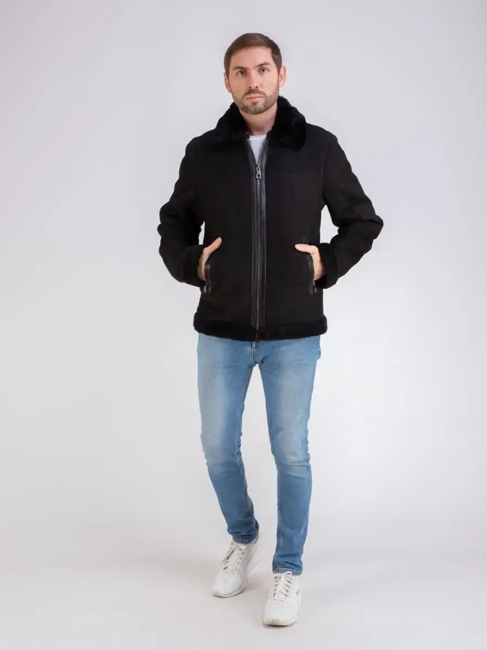 Дубленка мужская натуральная авиатор зимняя Турция