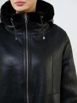 Дубленка зимняя двухсторонняя шуба с капюшоном