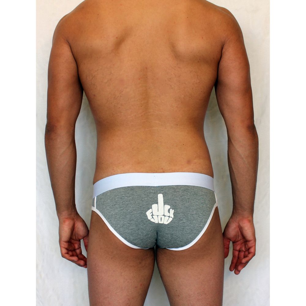 Мужские трусы слипы серые &quot;Fuck you&quot; Boefje