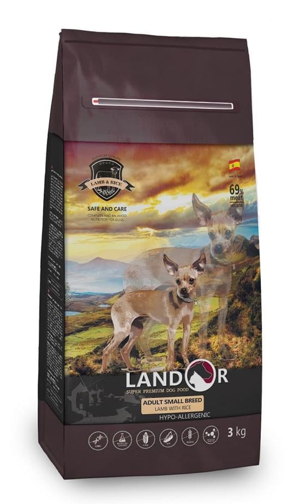 LANDOR 1кг корм для взрослых собак мелких пород с Ягненком