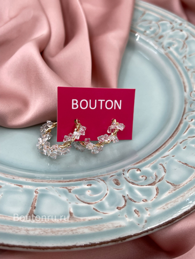 Серьги полукольца золото обвитые кристаллами