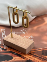 Серьги кольца с подвесами в виде фактурных цепей