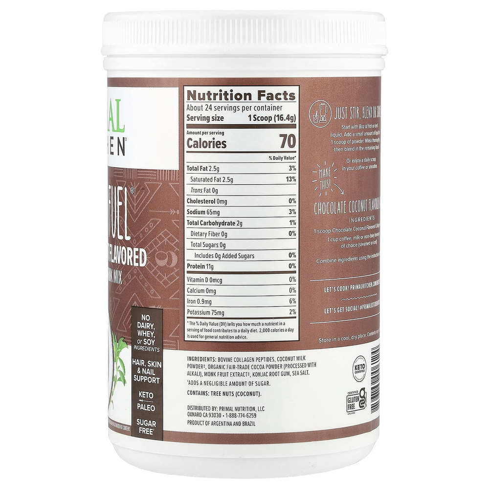 Primal Kitchen, Collagen Fuel, шоколад и кокос, 394 г (13,89 унции)