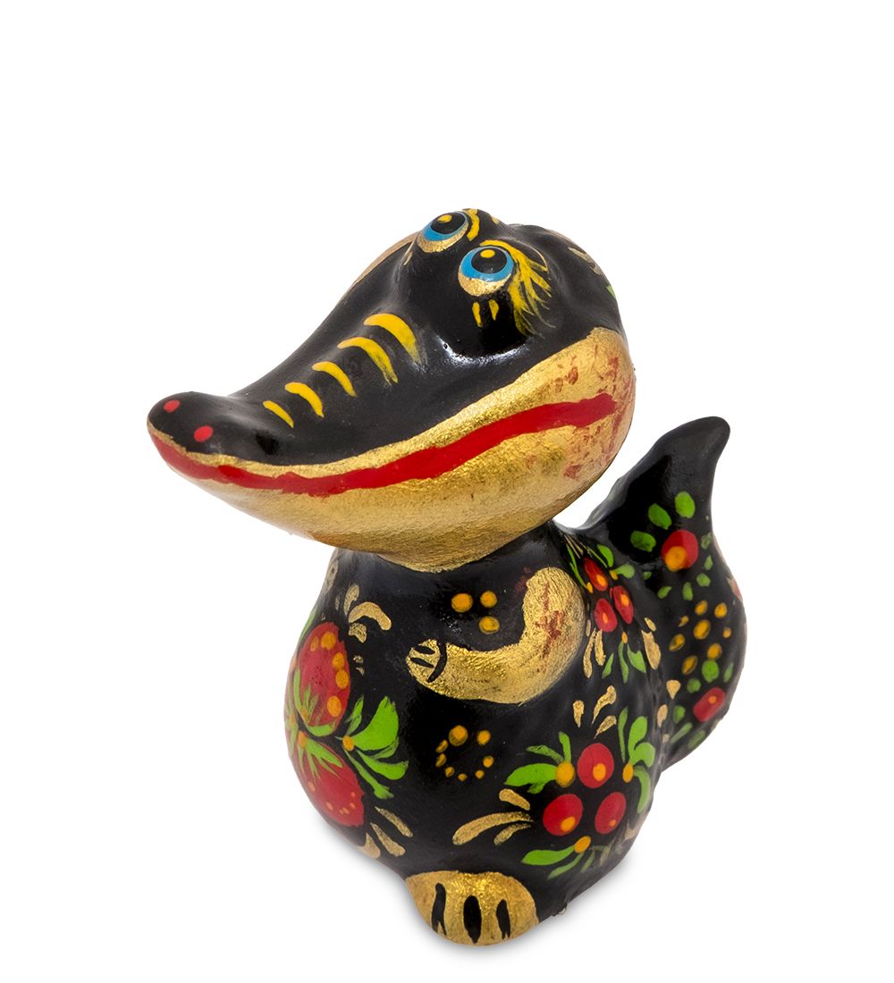 ГЛ- 981 Фигурка «Крокодил» хохлома (Гжельский фарфор)