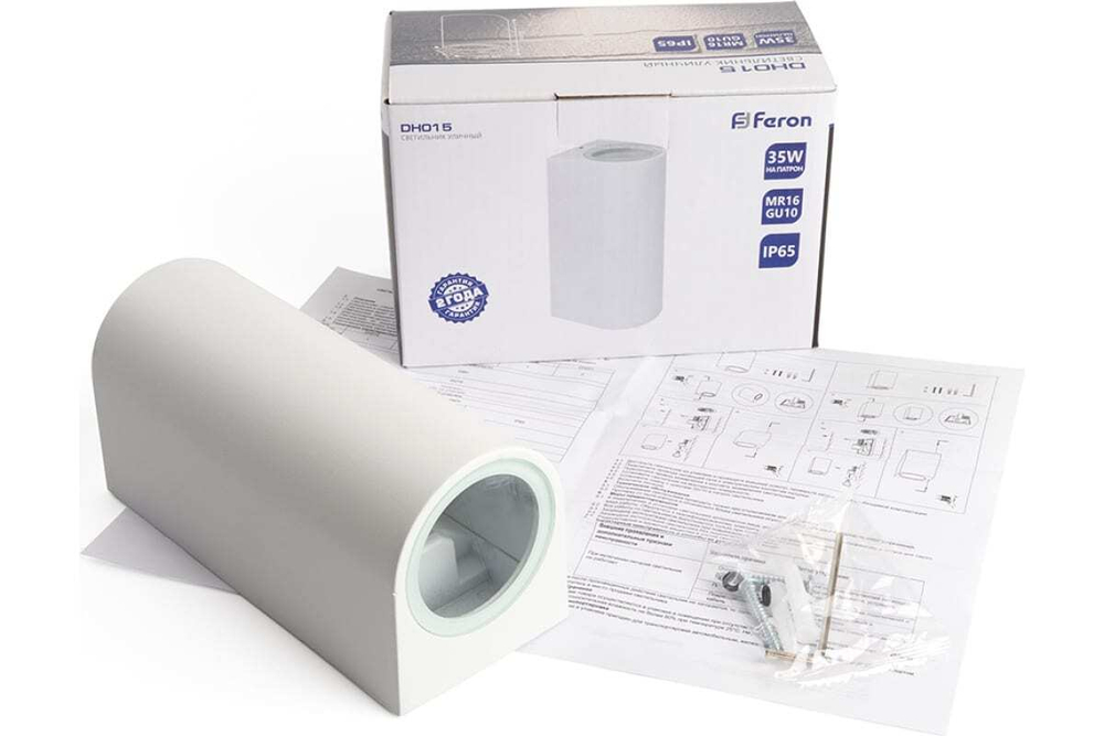 Светильник архитектурный DH015,на стену, 2*GU10 230V, белый Feron