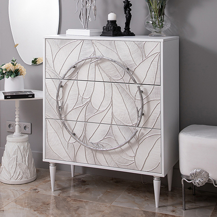 Комод Арт Классик с 3 ящиками Айс Античное серебро