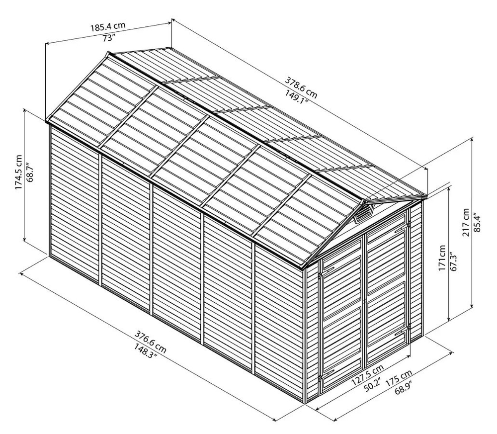 Сарай из поликарбоната Palram SkyLight 6x12 grey