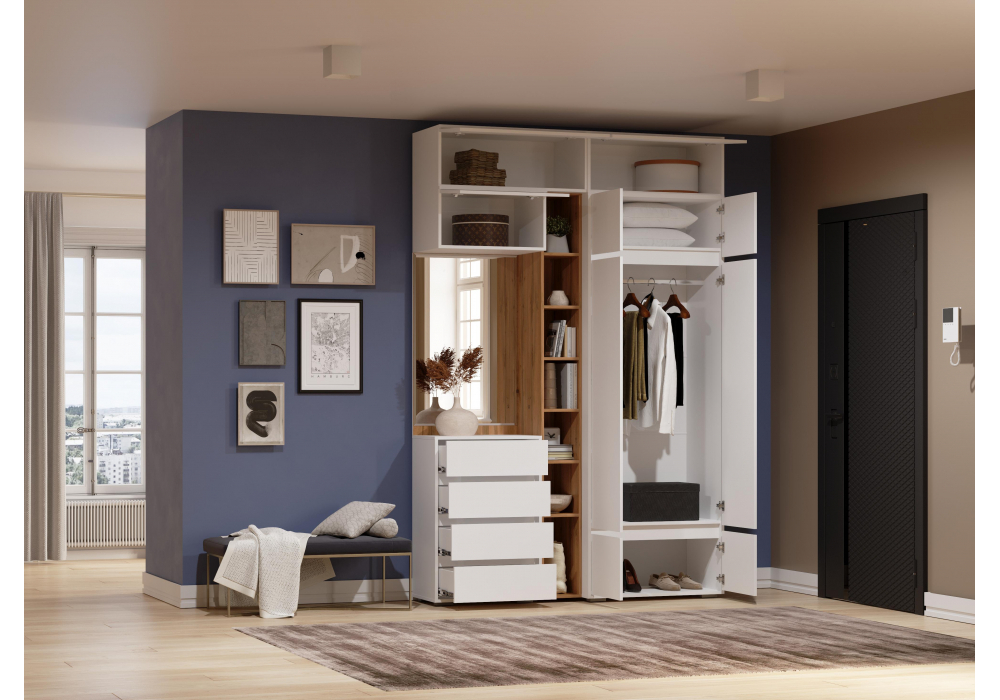 Прихожая Woodville Роут белый комплектация 5