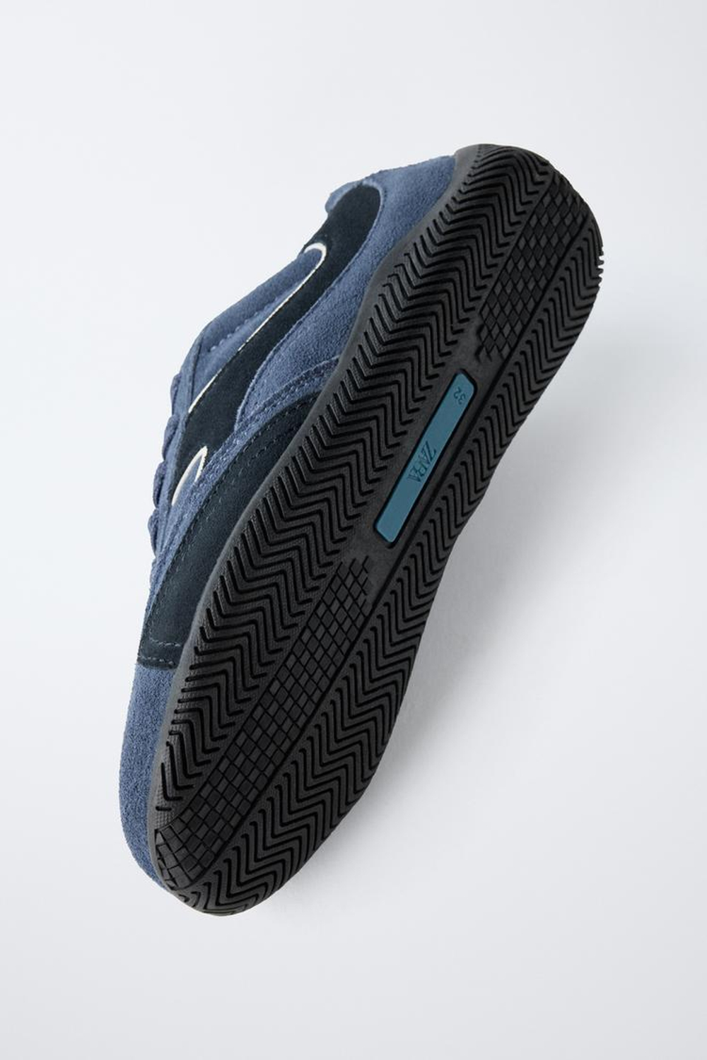 ZARA КОЖАНЫЕ КРОССОВКИ, МОРСКОЙ СИНИЙ