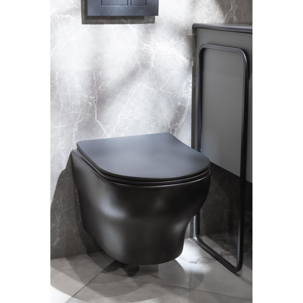 Унитаз подвесной Boheme FIORE 978-SET-B, черный матовый с крышкой-сиденьем с микролифтом
