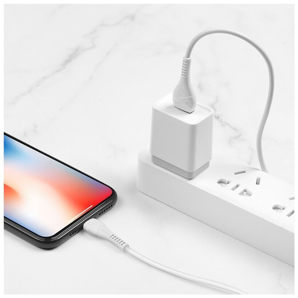 Кабель USB - микро USB HOCO X37 Cool power, 1м, 2.1A, белый