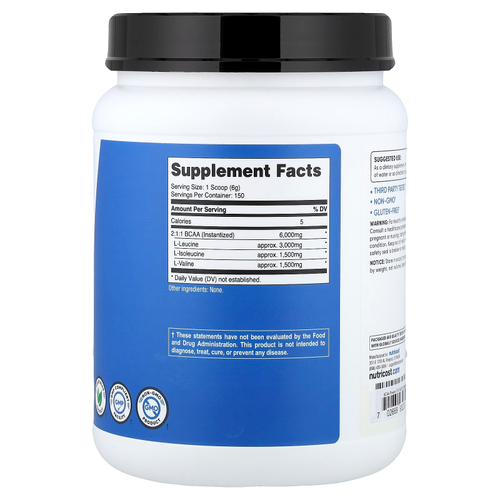 Nutricost, Performance, BCAA, без добавок, 900 г (2 фунта)