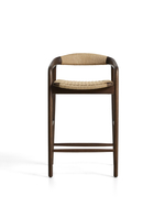 Уличный полубарный стул Derile из массива дуба в отделке орех и бежевой веревки