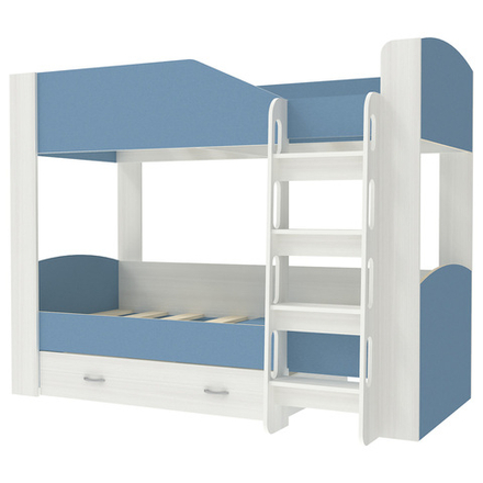 Двухъярусная кровать КарИВи Астра 2 Белое Дерево Светло-синий, голубой
