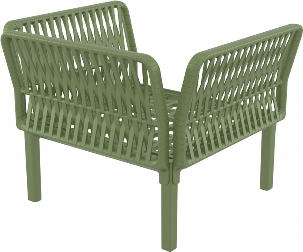 Кресло пластиковое с подушками Siesta Contract Portofino Lounge, оливковый, темно-серый