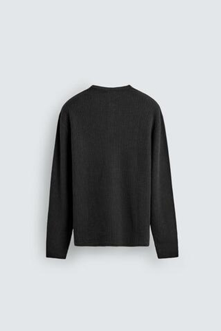 ZARA СВИТЕР С РЕЛЬЕФНОЙ ТКАНЬЮ И ОТЛОЖНЫМ ВОРОТНИКОМ, ЧЕРНЫЙ