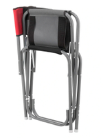 Кресло раскладное Nisus с откидывающим столиком.140кг, карман (алюм. д25) зеленый ромб/серый (N-DC-95200T-K-GG)