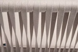 "Касабланка" диван 2-местный плетеный из роупа, каркас алюминий белый муар, роуп бежевый 20мм, ткань бежевая 15052