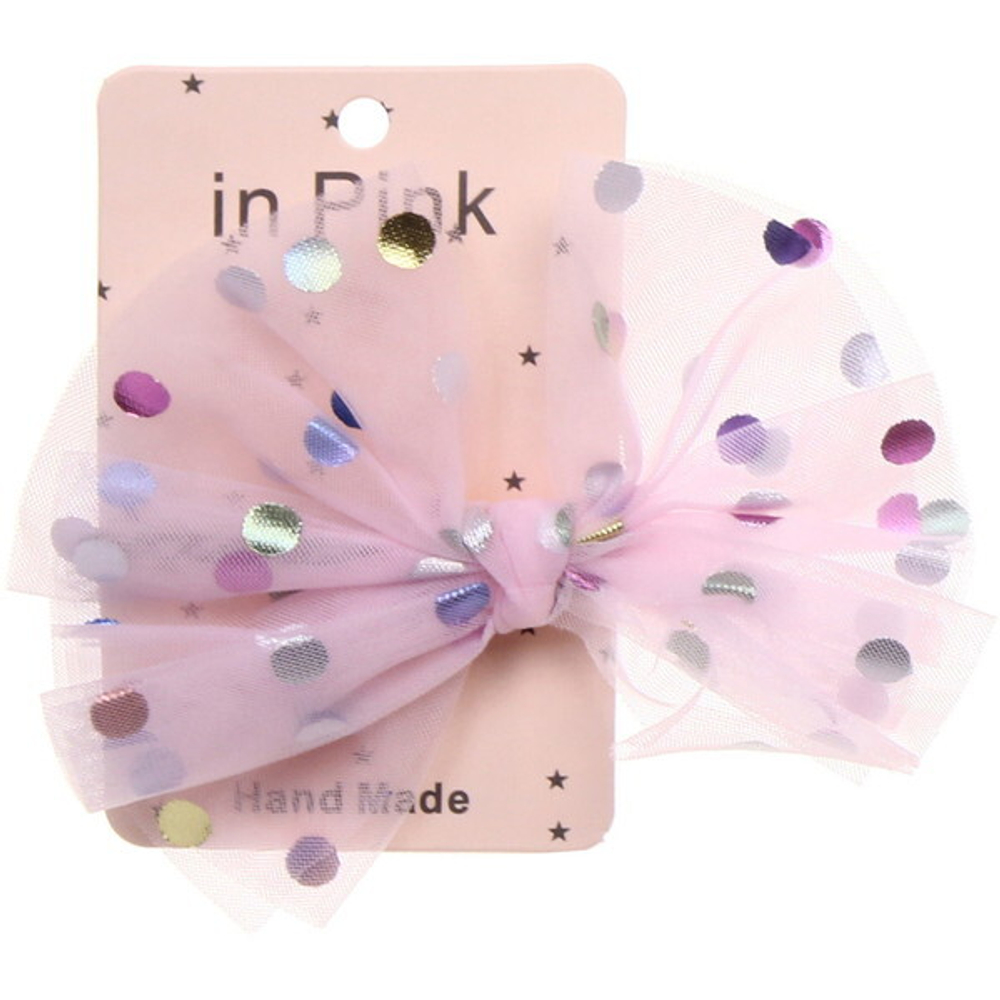 Резинка для волос 1шт «Pomp - Ариэль», микс 4 цвета( белый, пудровый, светло-голуб., светло-фиолет.), 12*10 см