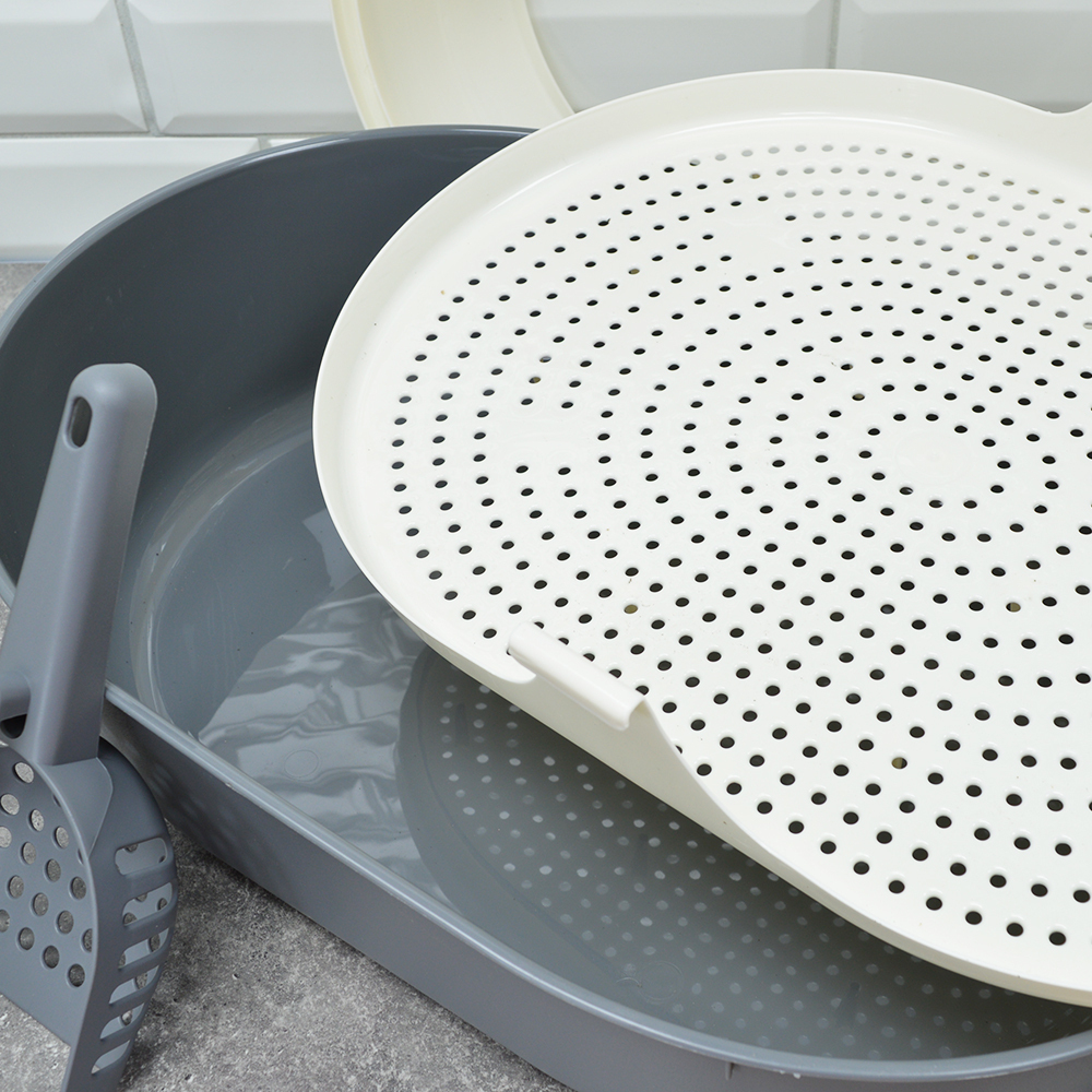 Лоток для кошек с сеткой и совком "Cosmo", серый