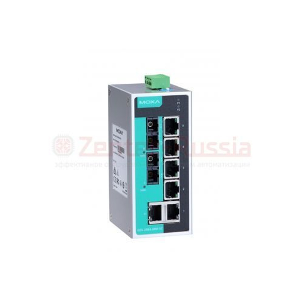 MOXA EDS-208A-MM-SC промышленный неуправляемый Ethernet коммутатор, 6 портов 10/100 BaseT(X) (разъем RJ45), 2 порта 100BaseFX (SС разъем)