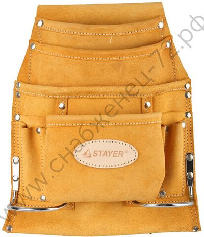 STAYER кожаная, 2 скобы, поясная сумка для инструментов с 10 карманами, Professional (38517)