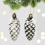 Ёлочные игрушки «Таинственное очарование» Шишки 9 см (набор 2шт), изумруд