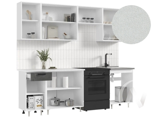 ЛДСП Кухня Рио NEW 2;4м (белый/бетон светлый; бетон темный/антарес)