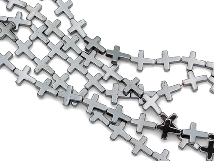 Нить гематитовых бусин, "Крестики" 17,5х14мм