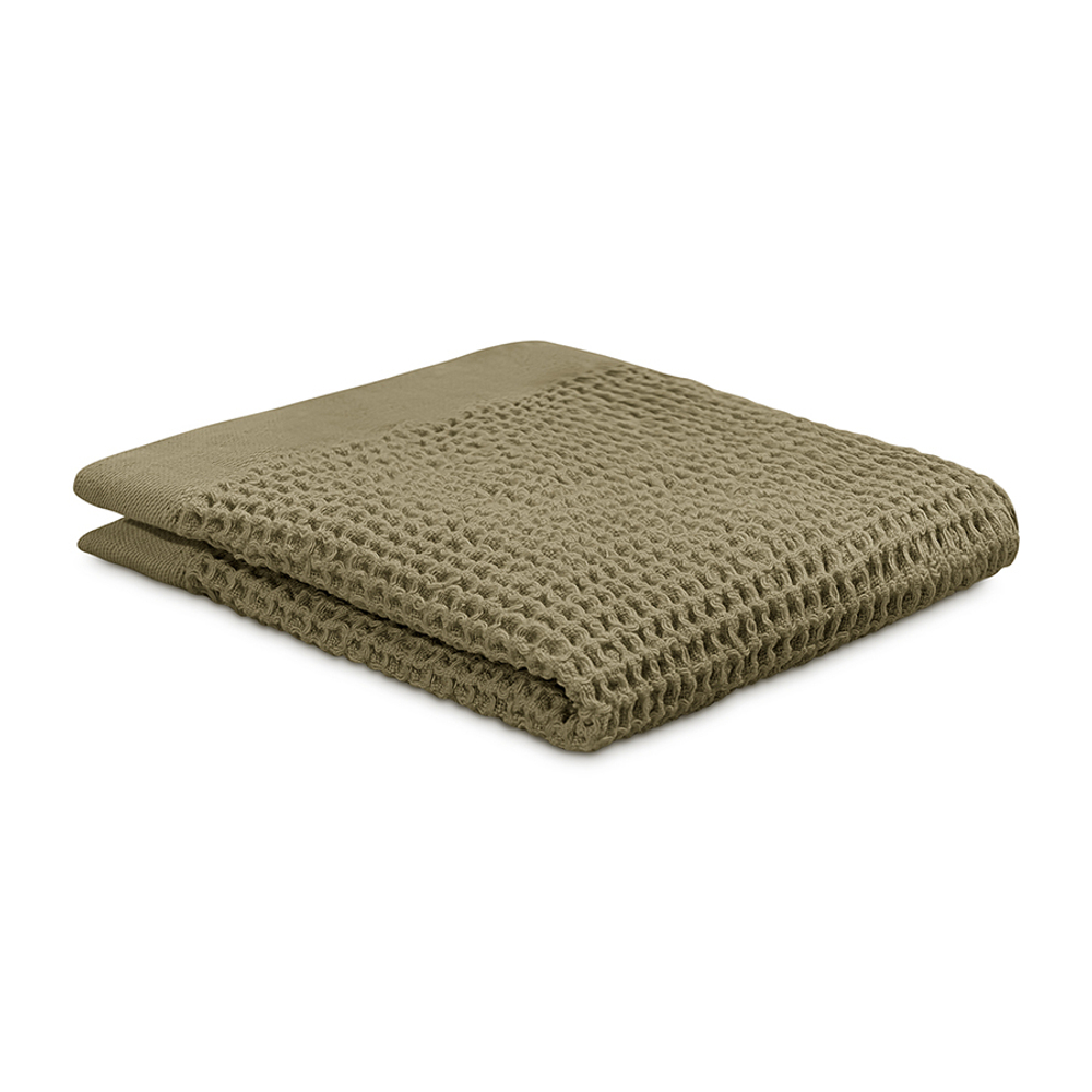 Полотенце для лица из умягченной вафли цвета хаки из коллекции essential, 30x30 см