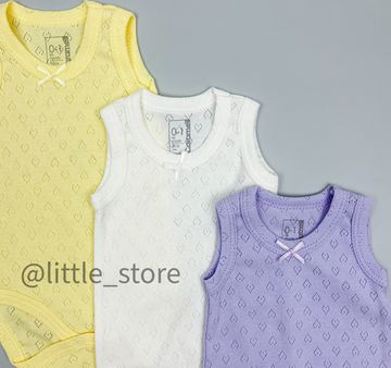 Боди-маечки ажурные (Лаванда/Молочный/Желтый)