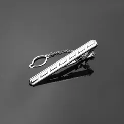 Зажим для галстука стальной "Классический" пунктир, цвет серебро