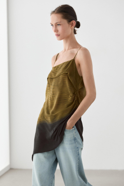 Massimo Dutti Асимметричный топ на бретелях с драпировкой, хаки