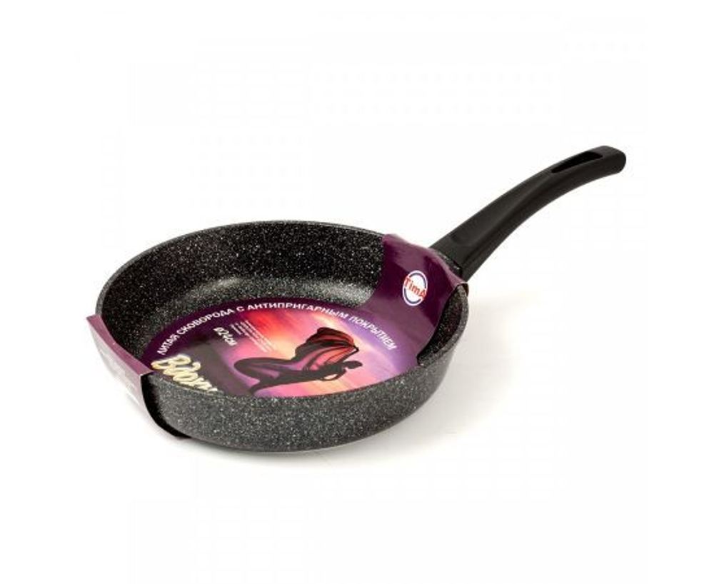 Сковорода литая Каменная черная, диаметр 24см, для всех типов плит (кроме индукции) EVKB-30124 VARI