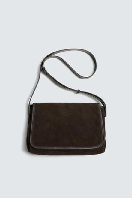 ZARA КОЖАНАЯ СУМКА С ПЛЕЧЕВЫМ РЕМНЕМ, КОРИЧНЕВЫЙ