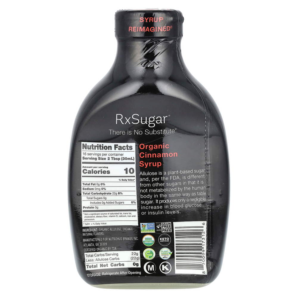 RxSugar, Органический сироп с корицей, 473 мл (16 жидк. унц.)
