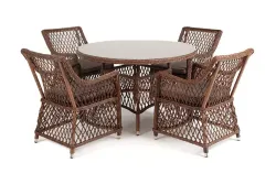 "Доппио" обеденная группа плетеная, цвет коричневый