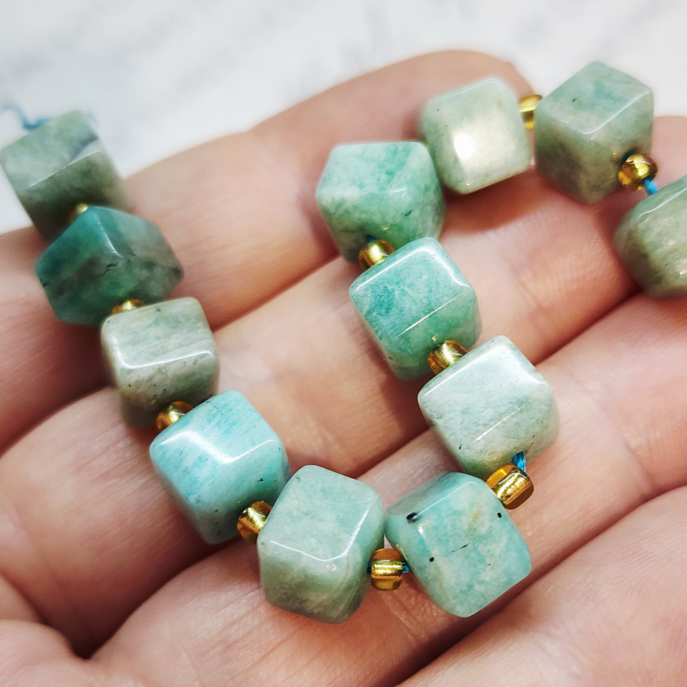 Амазонит, бусина кубик 8мм, штучно