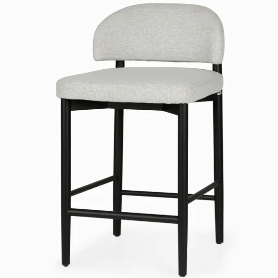 Полубарный стул Jeff, серая ткань, черные ножки