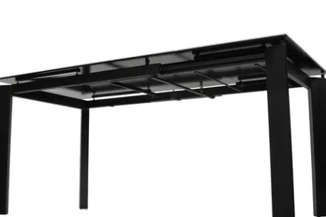 Стол прямоугольный глянцевый CORNER 120 HIGH GLOSS STATUARIO керамика/ черный каркас М-City
