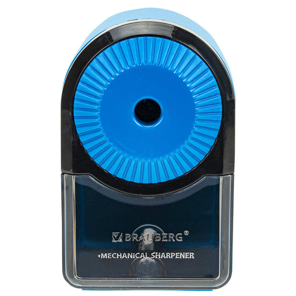 Точилка механическая BRAUBERG ULTRA для чернографитных и цветных карандашей, крепление к столу, цвет корпуса голубой с черным, 271342