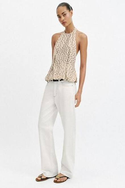 ZARA ТОП В ГОРОШЕК ИЗО ЛЬНА, РАЗНОЦВЕТНЫЙ