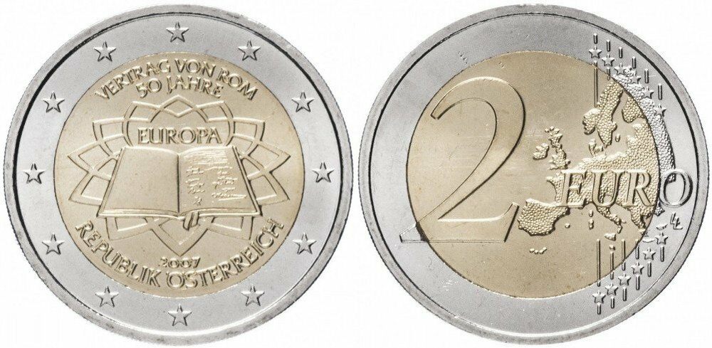 Австрия 2 евро, 2007 50 лет подписанию Римского договора