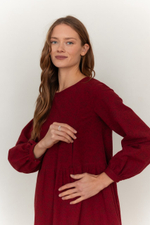 Платье Аврора из фланели для беременных и кормящих, Вишневый с цветами