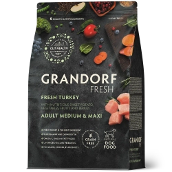 Grandorf Fresh, Fresh Turkey, Adult Medium & Maxi для собак средних и крупных пород (Свежее мясо индейки с бататом)