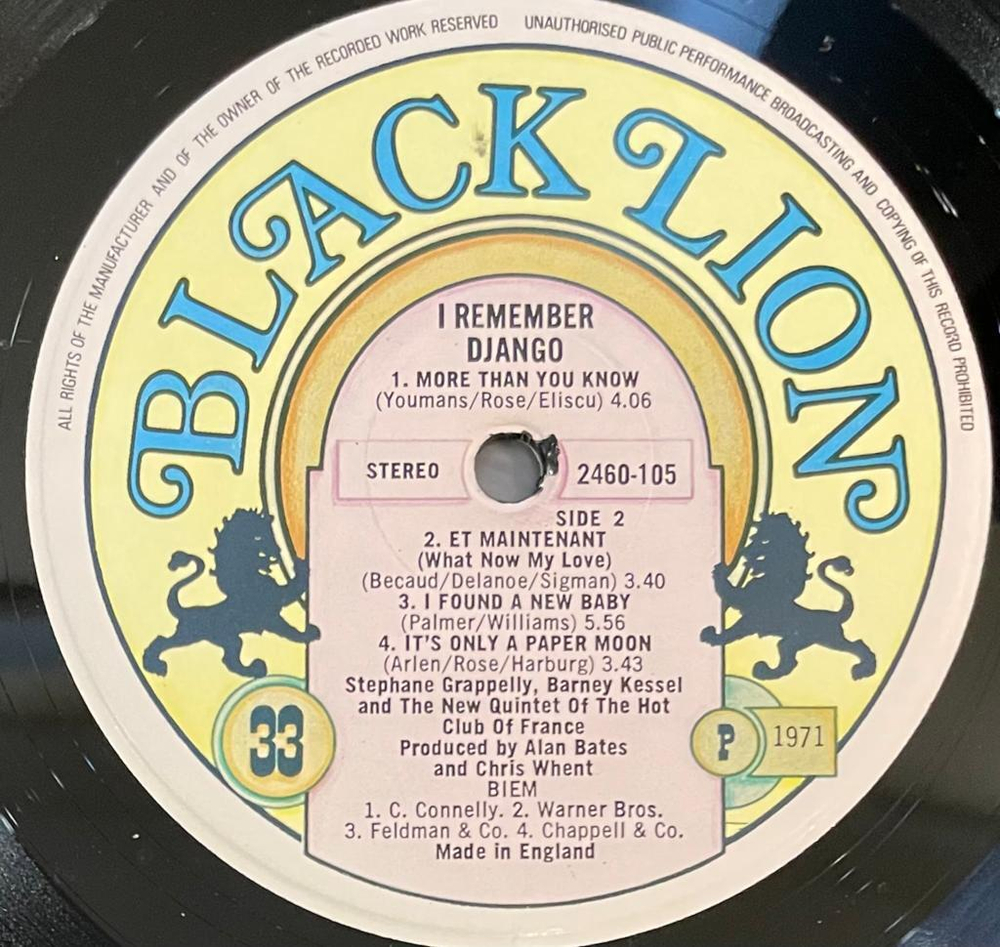 Stephane Grappelli, Barney Kessel- I Remember Django (Англия 1971г.)