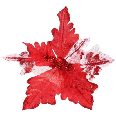 Украшение новогоднее «Пуансеттия - Ночь» 25 см, Красный